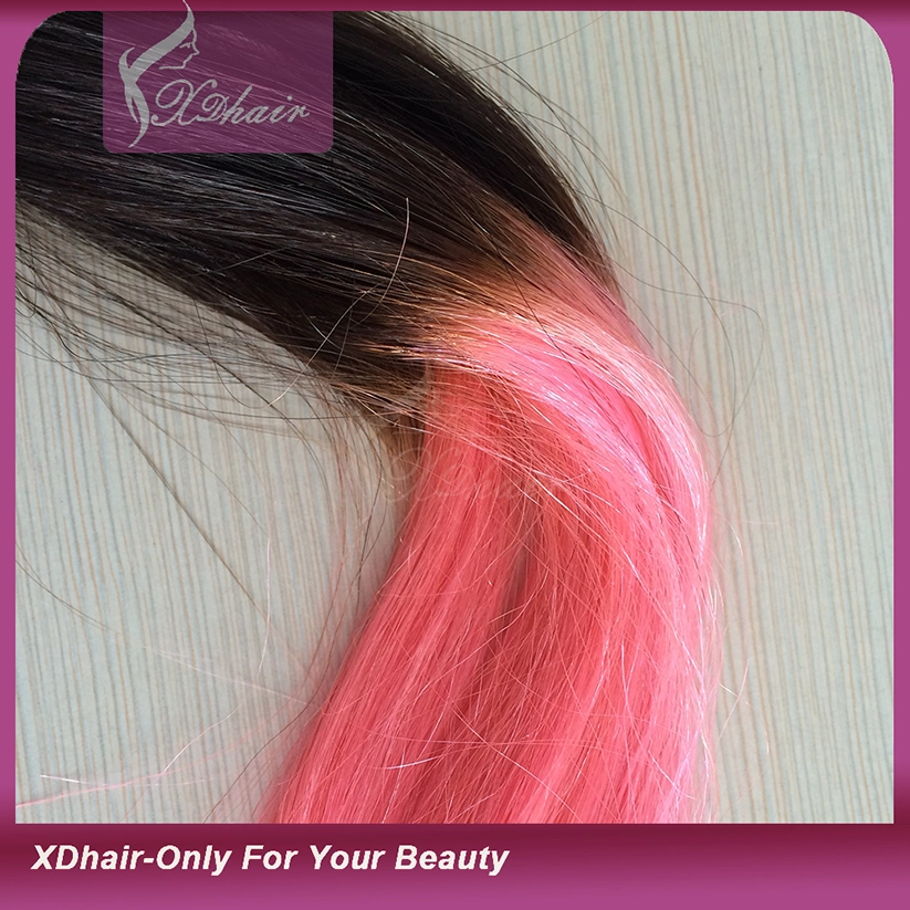 Vendite calde di colore ombre capelli umani coda di cavallo coda di cavallo capelli umani di estensione dei capelli di moda