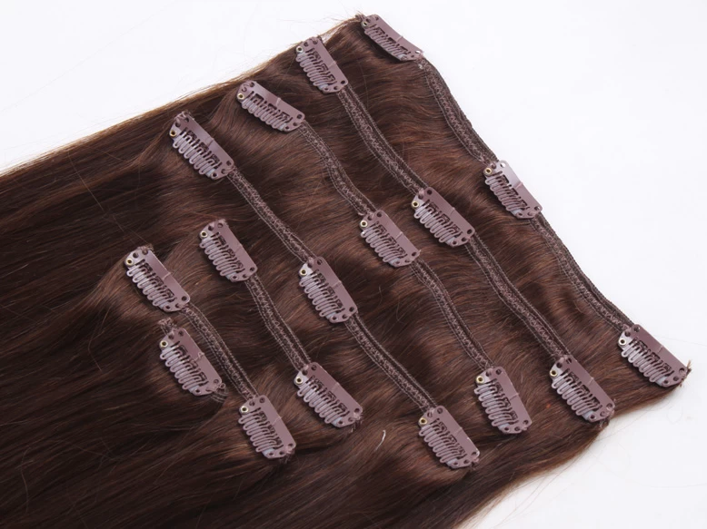 China Em estoque venda quente moda novo 8A grau estilos de clipe não processados ​​em extensões de cabelo FORNECEDOR fabricante