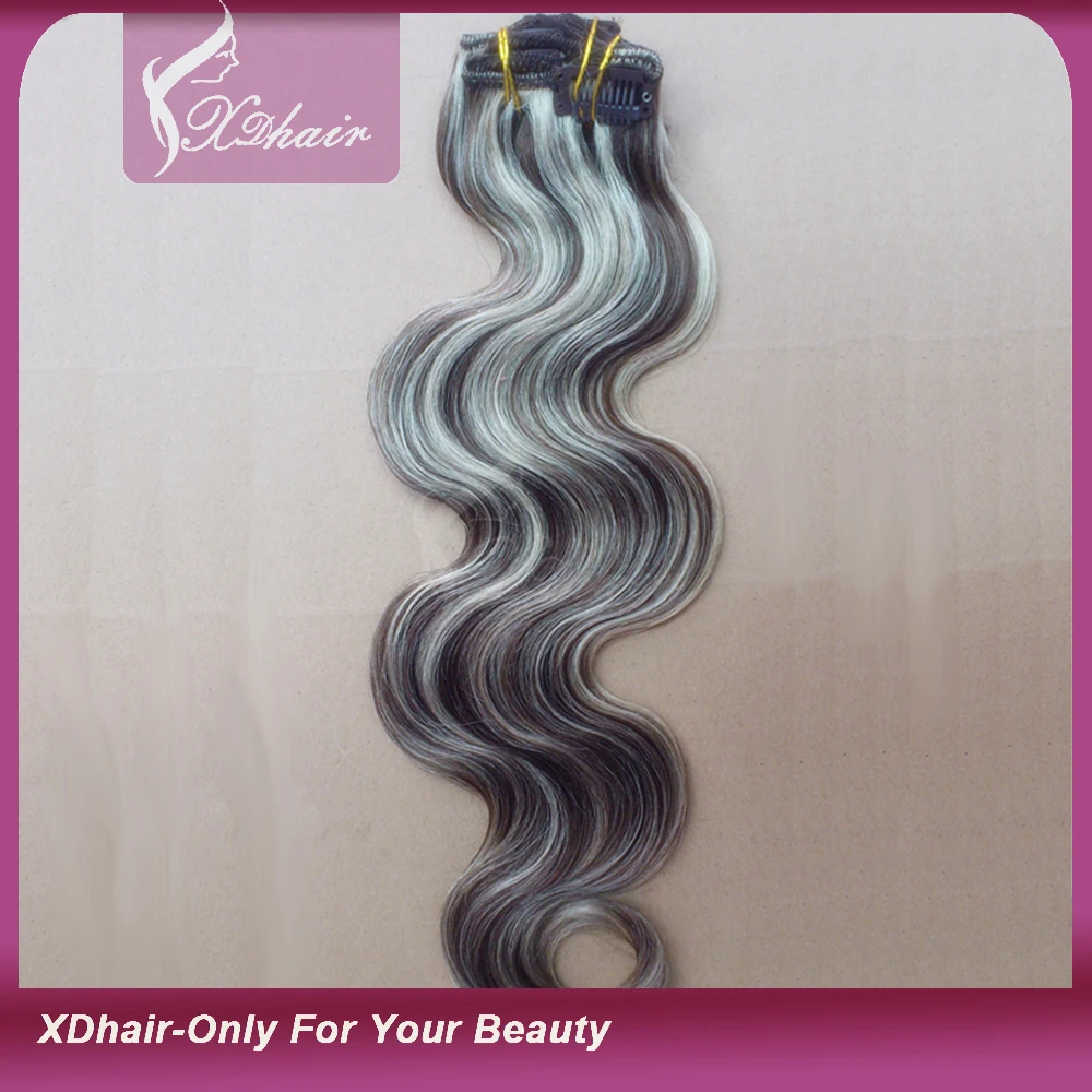 Mixed Color 100% Human Hair 8 Piece / Set Manufacture Wholesale Clip in Hair Extensions