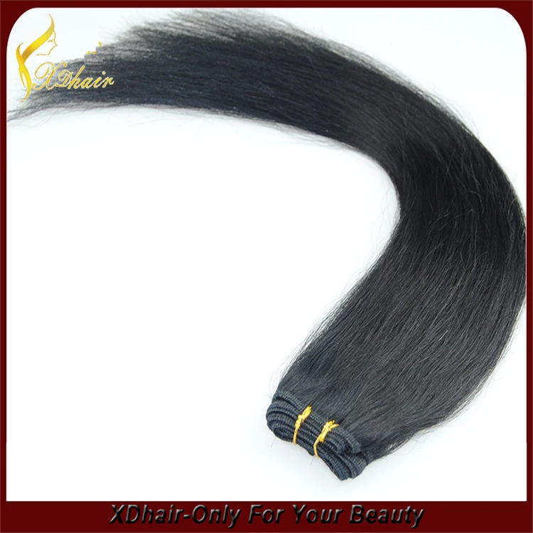 Wholesale price high quality 100% Indian virgin remy human hair weft bulk double weft double drawn hair weave
