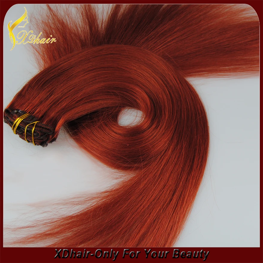 XINDA Factory Price 6A Unprocessed Red Clip In Human Hair Extension