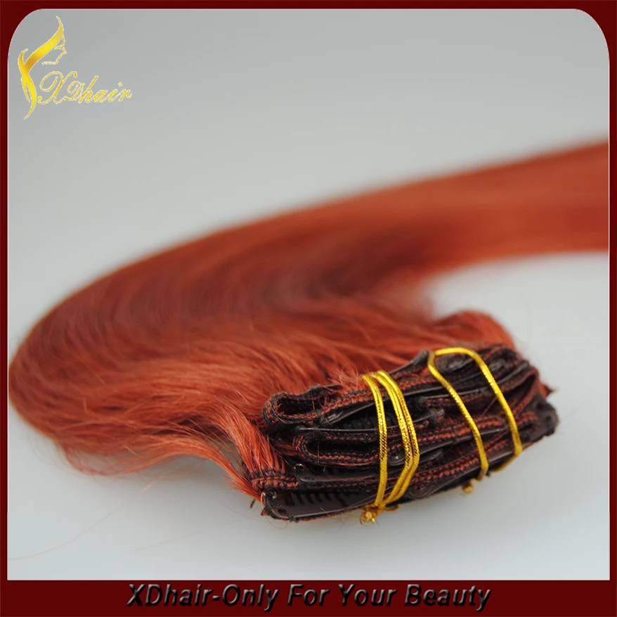 XINDA Factory Price 6A Unprocessed Red Clip In Human Hair Extension