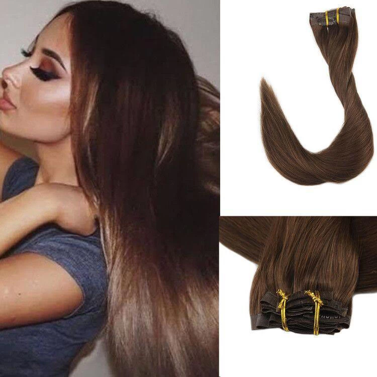China double drawn clip in human hair extension top quality clip hair extension fabrikant