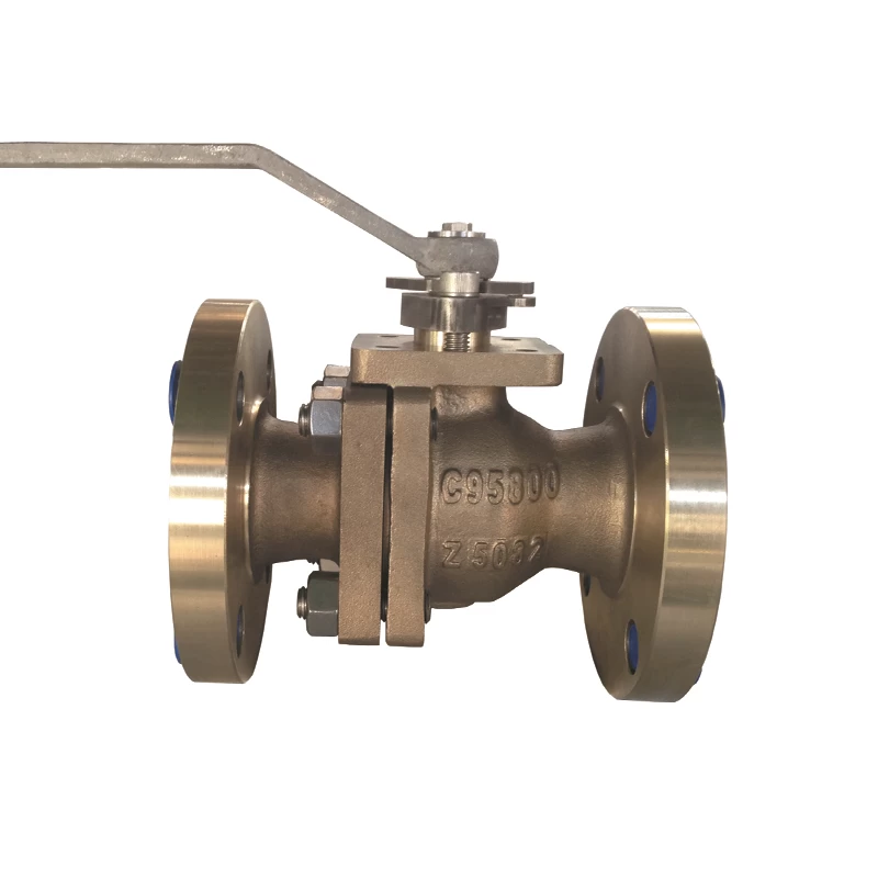 Chine Handle operated 2'' 150LB ASTM B148 UNS C95800 casting PTFE seat floating FF connection 2 pc ball valve fabricant