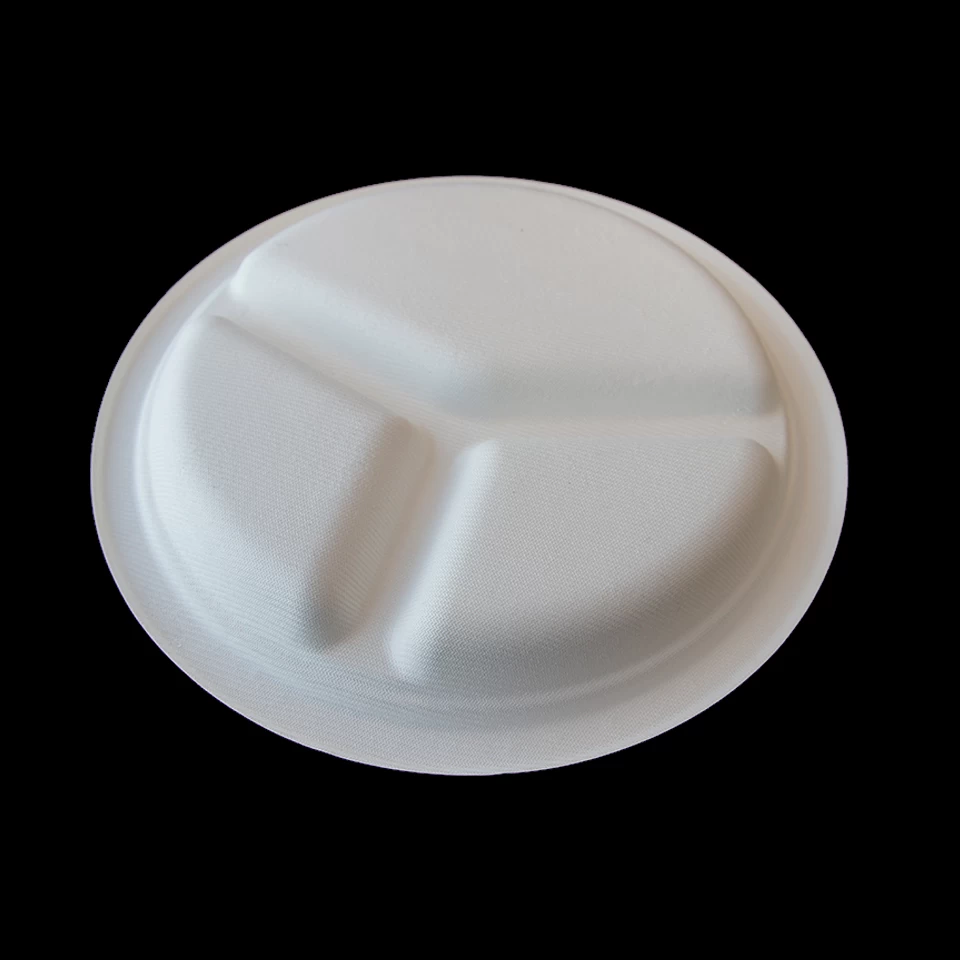 Proveedor de placas de bagazo de caña de azúcar biodegradable de 3 compartimentos