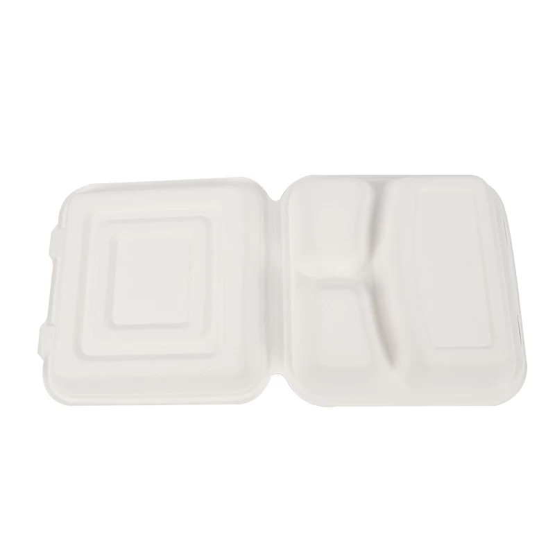 8 pulgadas de 3 compartimientos de bagazo para sacar fabricante de cajas de alimentos