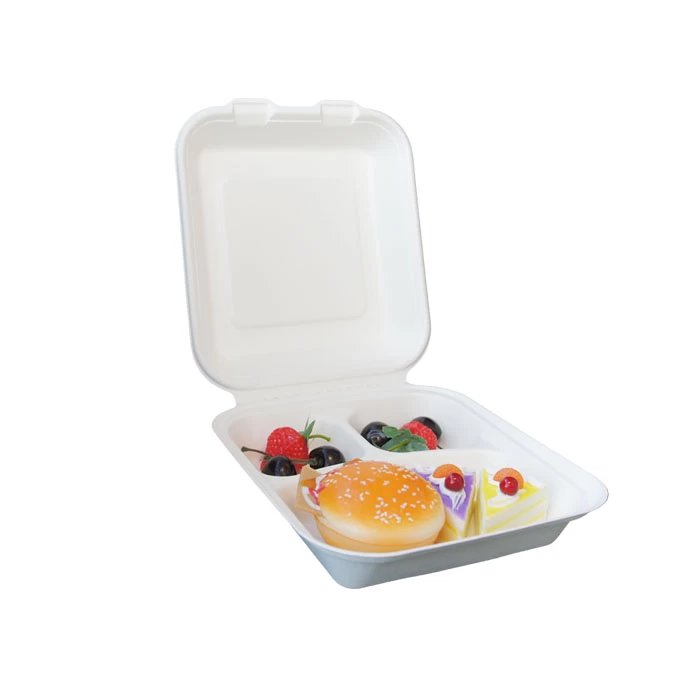 8 pulgadas de 3 compartimientos de bagazo para sacar fabricante de cajas de alimentos