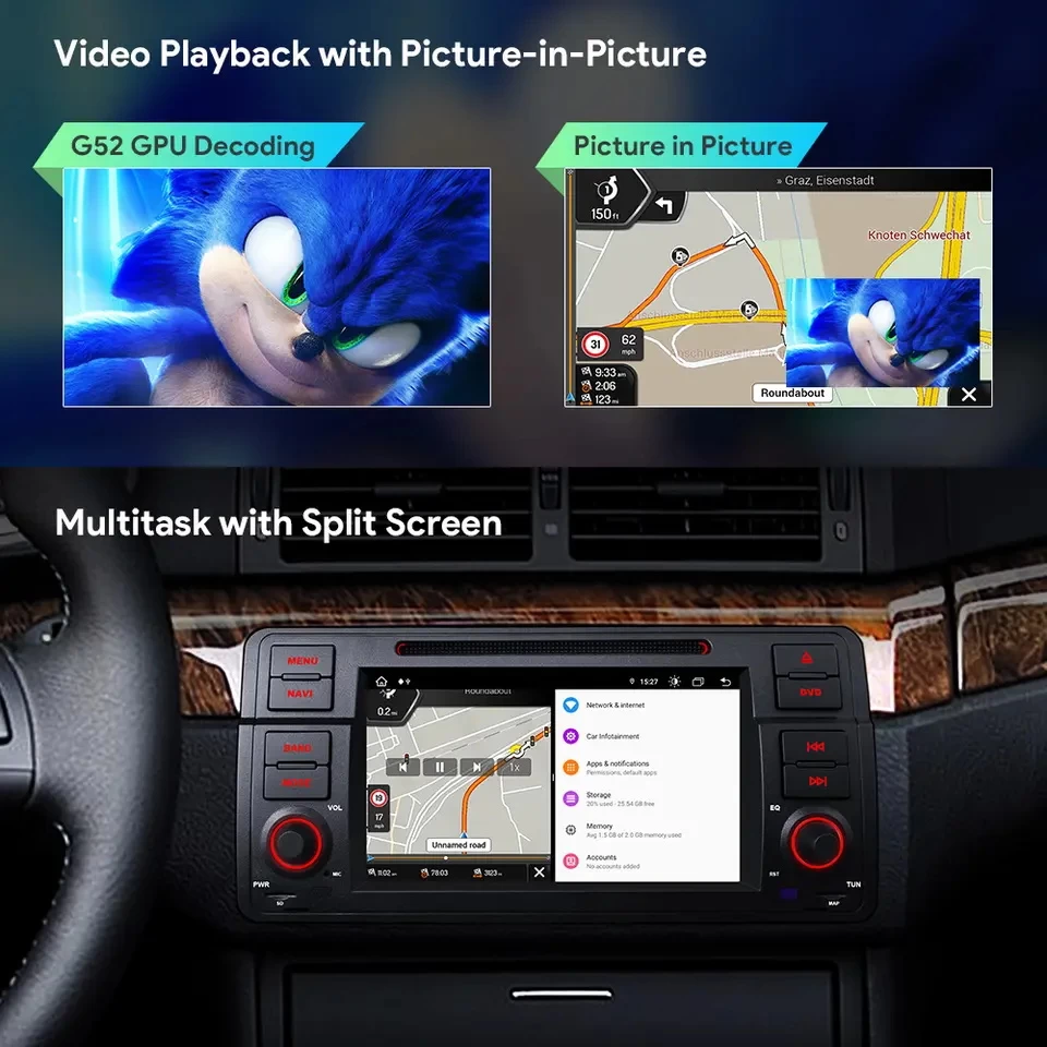 7 inch touch screen 1 din car android radio DVD player for BMW E46 with Global 4G 2K video playback