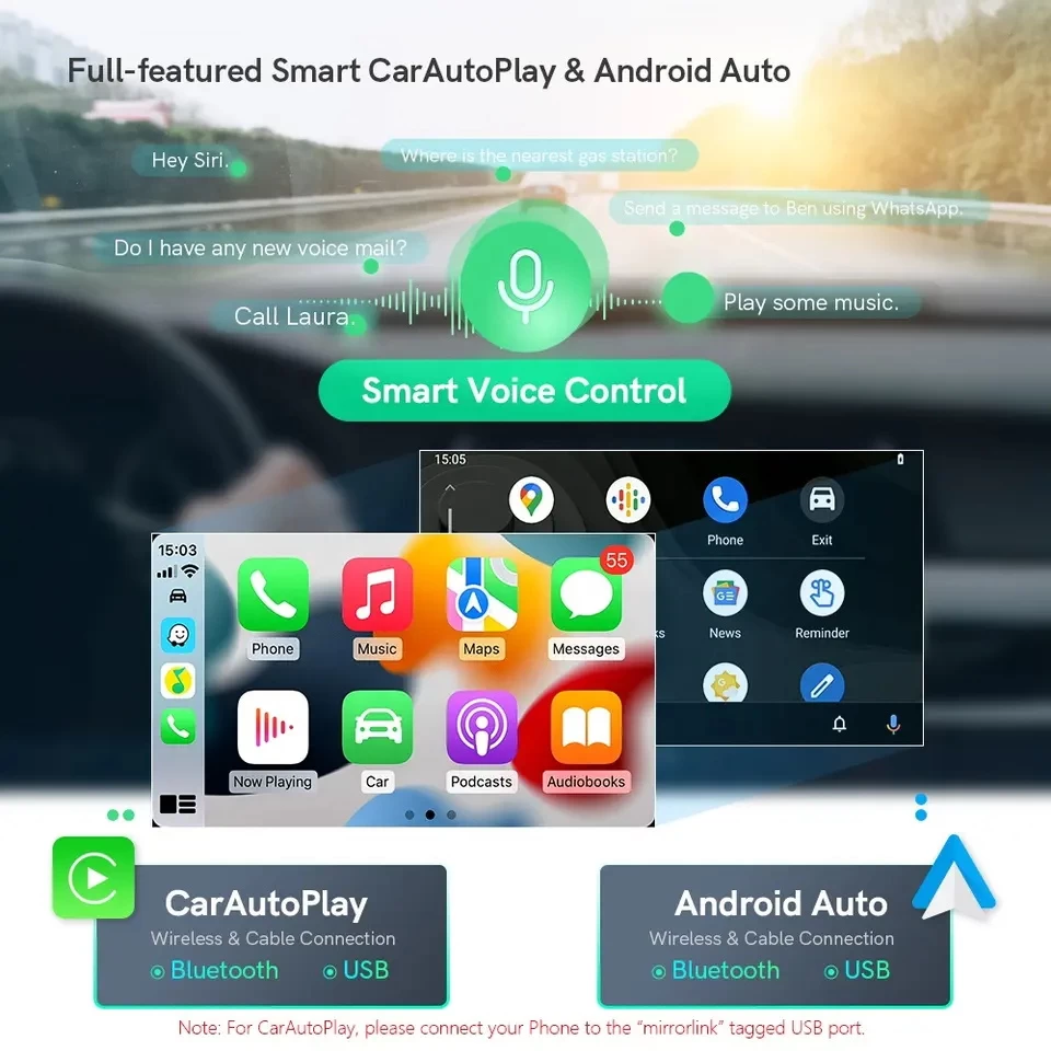 7 inch touch screen 2din Android 12 car DVD player for Mercedes-Benz W211 with Wireless CarPlay Android Auto