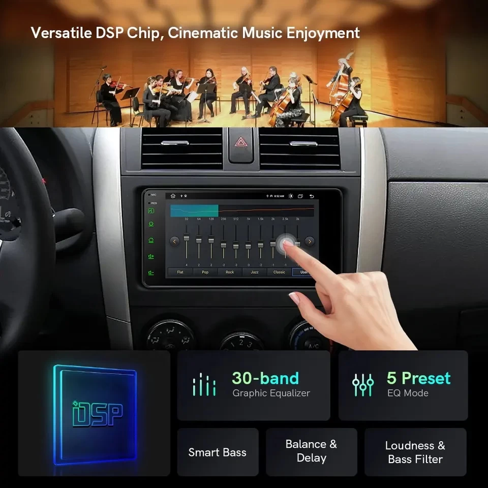 7 inch touch screen 2din Android 12 car DVD player for Mercedes-Benz W211 with Wireless CarPlay Android Auto