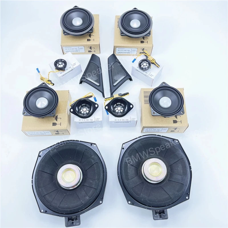 Kit de actualización de audio para BMW F10 F11 F11 5 Serie Horn Midrange Tweeter Tweeter Altavocista Potencia de portada Amplificador de graves Subwoofer de bajo