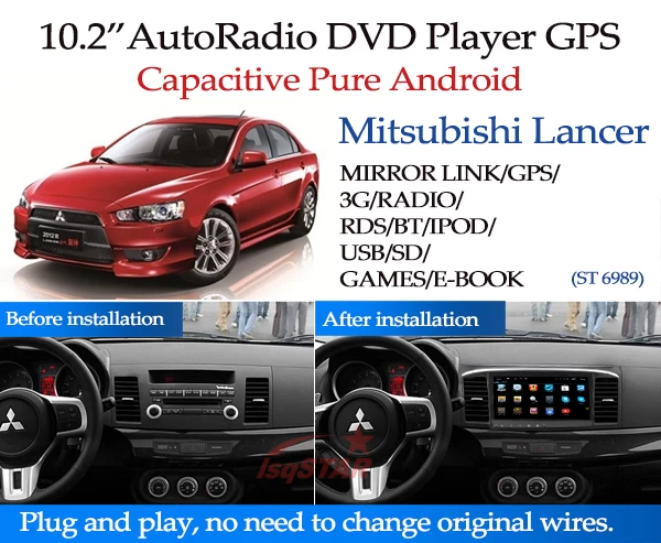 For Mitsubishi Lancer1024*600 android Car radio gps with Built-in WiFi/Mirror link/FM/AM Radio/Bluetooth/GPS Navi/USB/SD/AUX/SWC