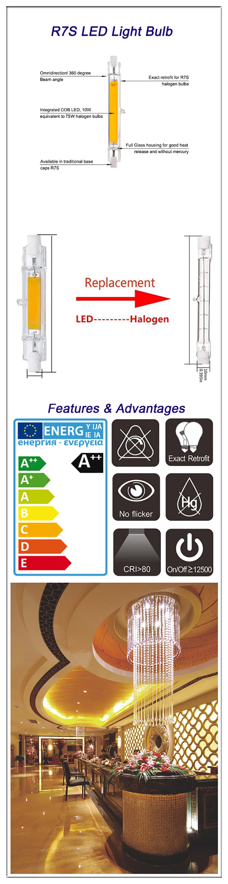 R7S COB LED light bulb supplier