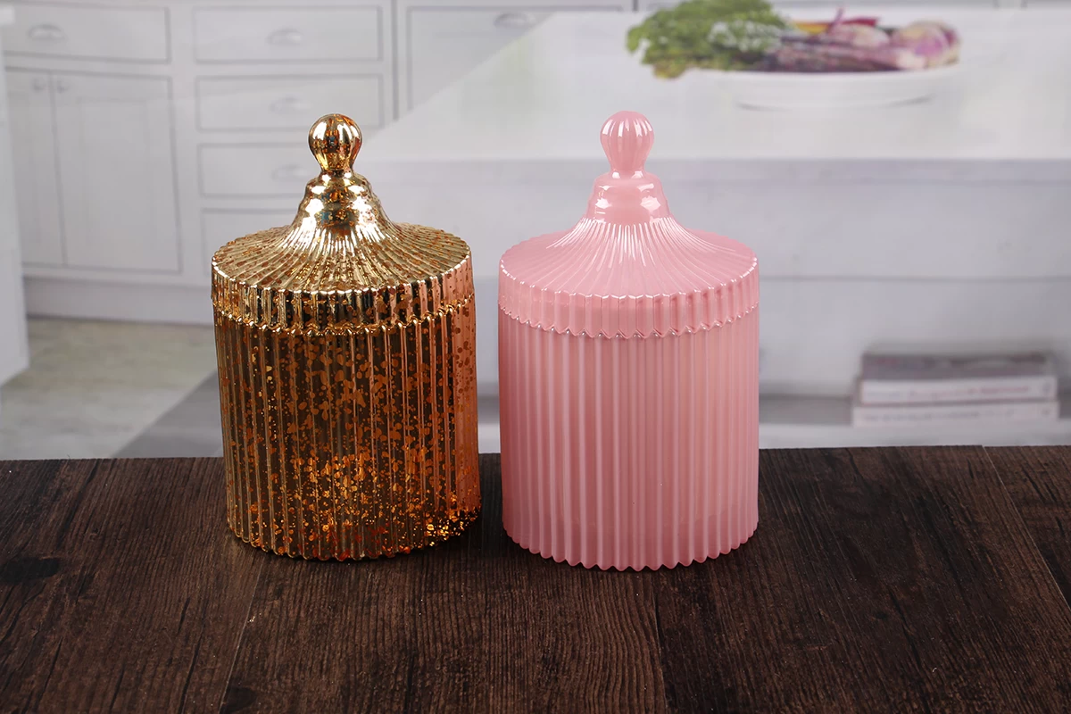 Pink candle jar with lid