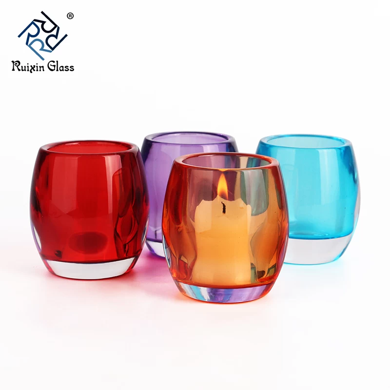 colored glass candle holder set