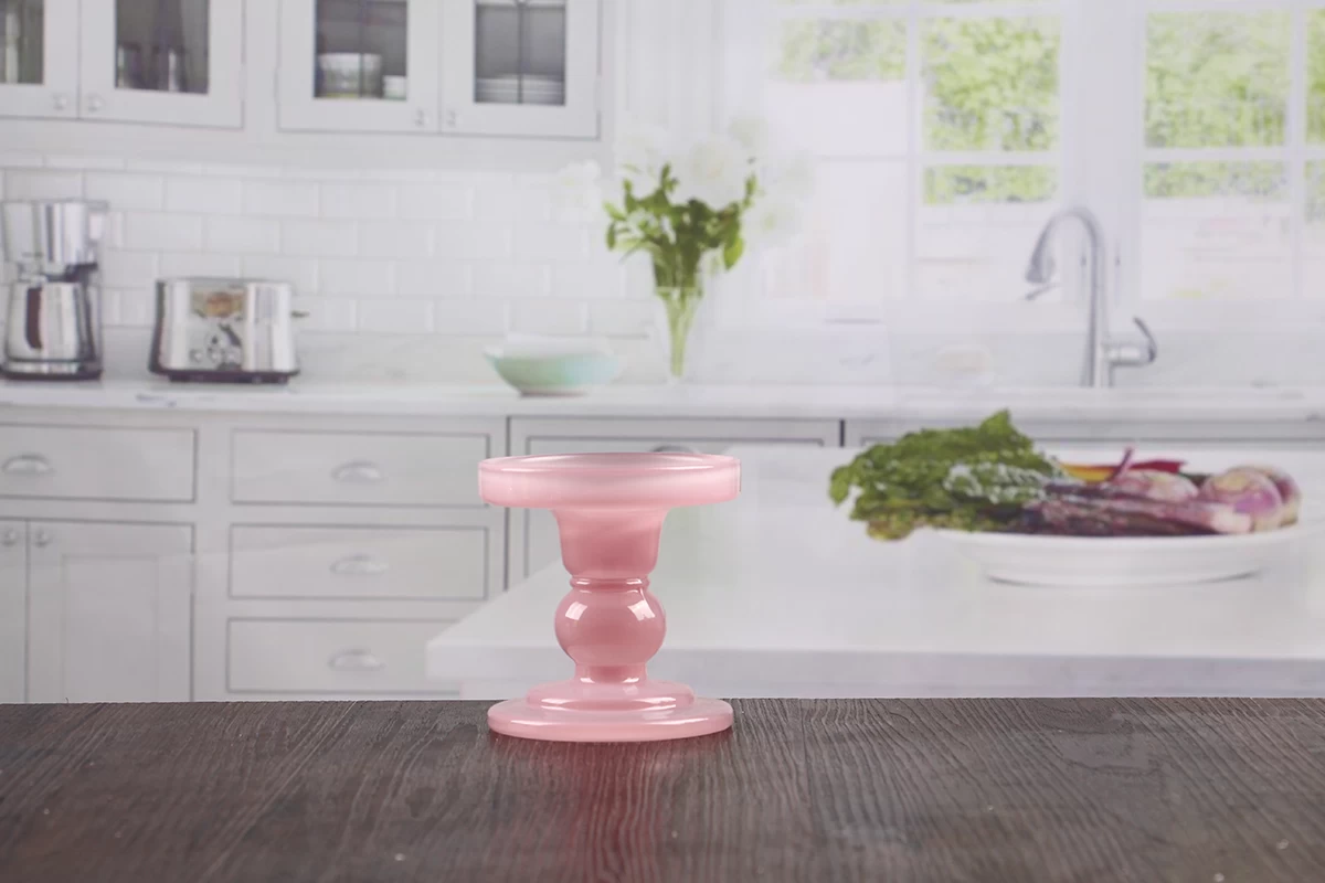 Pink pillar candle holders