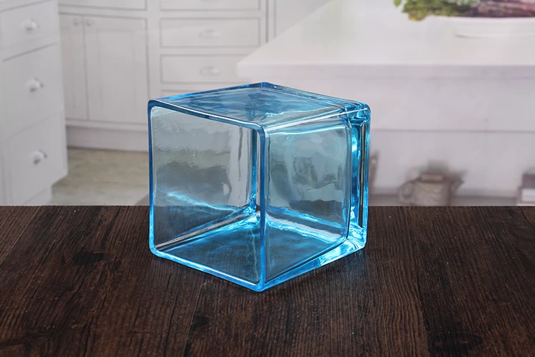 Large square glass candle holders