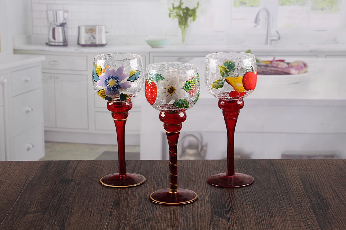 Long stem glass candle holders