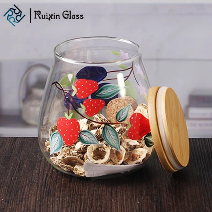 竹のカバー卸売とガラスの瓶を描いた700ミリリットルのシールの手