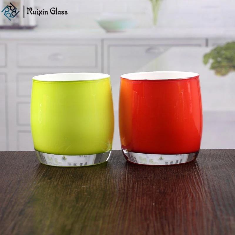 장식 유리 촛대 청록색 봉헌 촛대