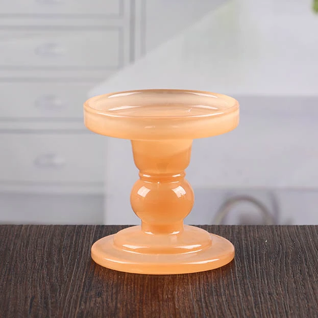Pilares de vidro da vela ajustam o suporte de vela de vidro de laranja à venda