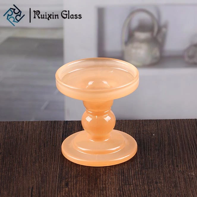 Pilares de vidro da vela ajustam o suporte de vela de vidro de laranja à venda