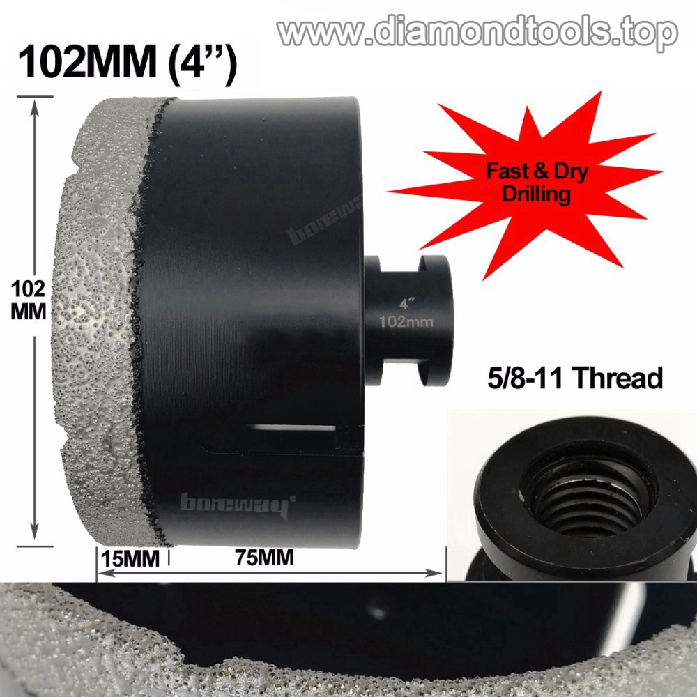 Dia.102mm Vacuum Brazed Diamond Dry Drilling Bits with 5/8