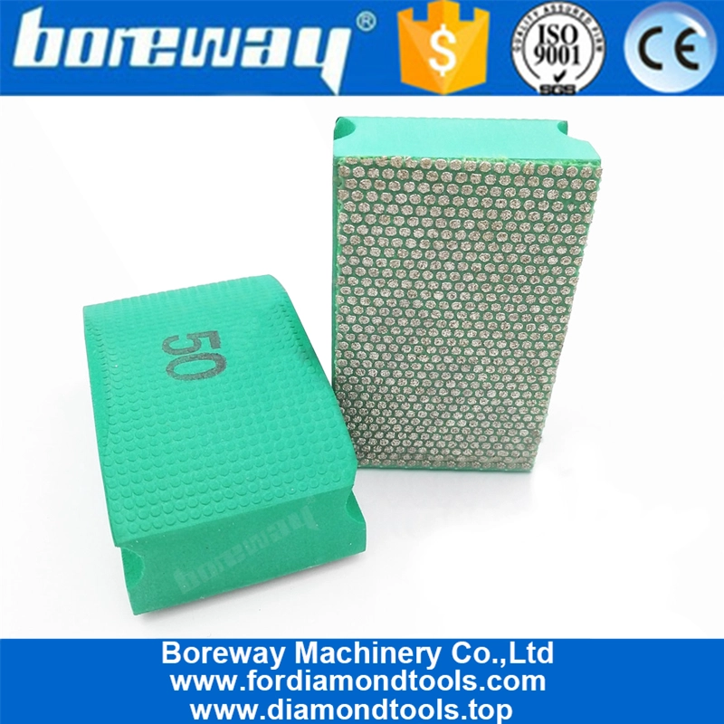 Dotted electroplated diamond hand polishing pad 90X55MM Hard Foam-backed diamond hand pad 02