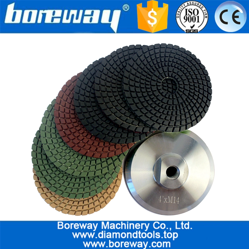 4inch Diamond Resin polishing pad M14 Aluminum Backer for Granite