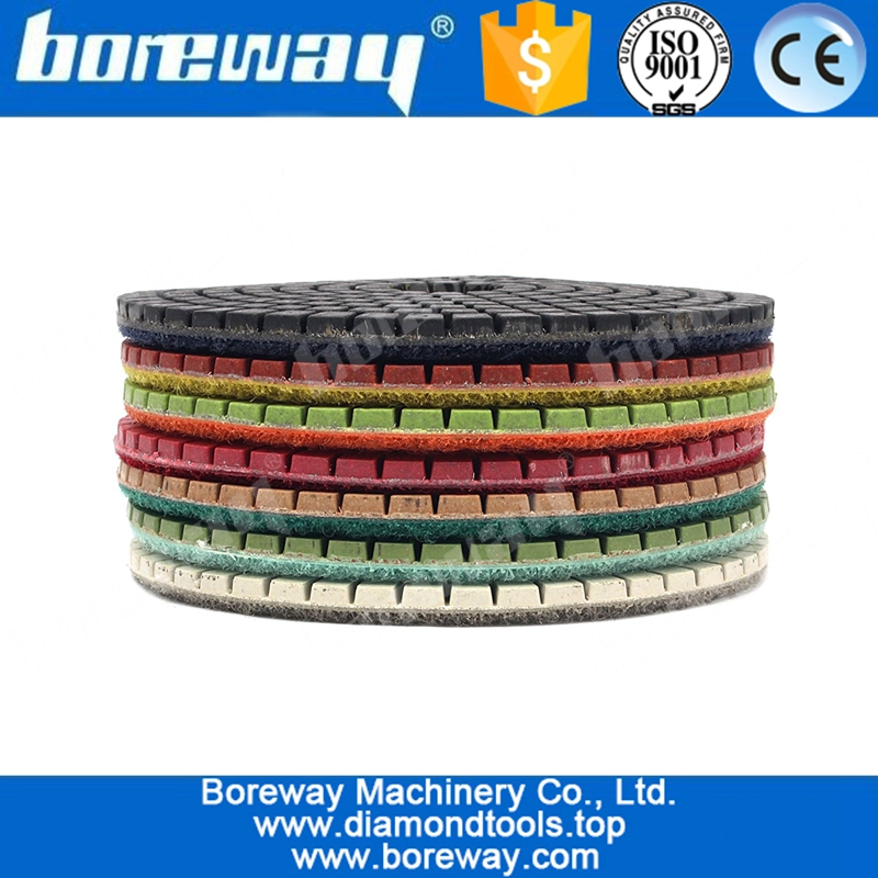 4 inch Diamond Polishing Pads For Granite Marble Concrete with Rubber Backer