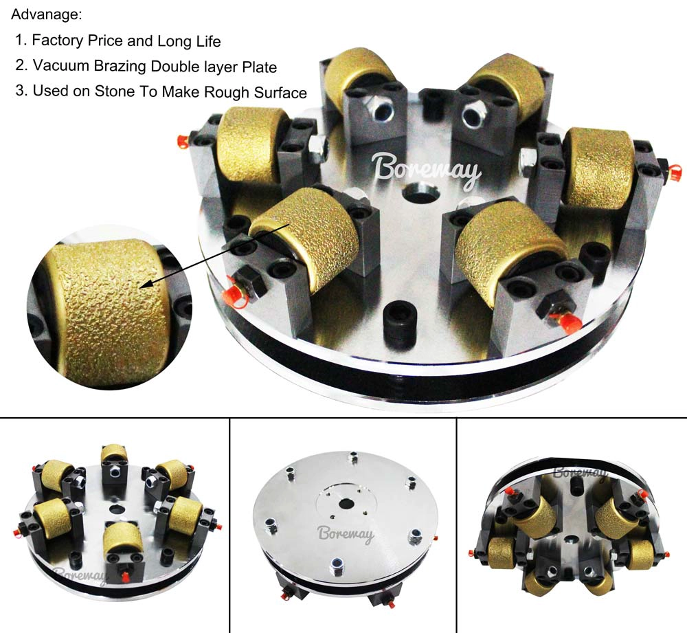 300MM 12 inch Bush Hammer Grinding Plate with Vacuum Brazed Wheel for Stone Sandblasting Surface