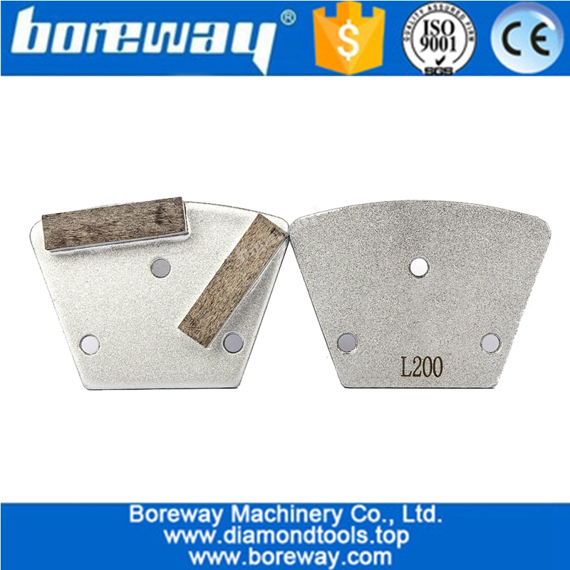 Diamond Trapezoid Metal Grinding Block With Two Segment Three Holes For Concrete Floor Grinding