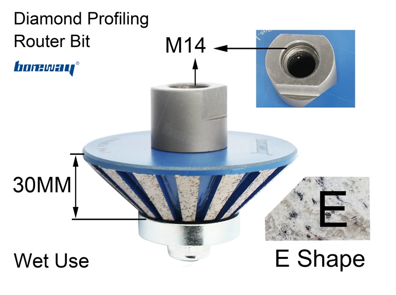 China Factory Supply E30xM14 Diamond Router Bit Milling For Edging Granite Marble Stone 