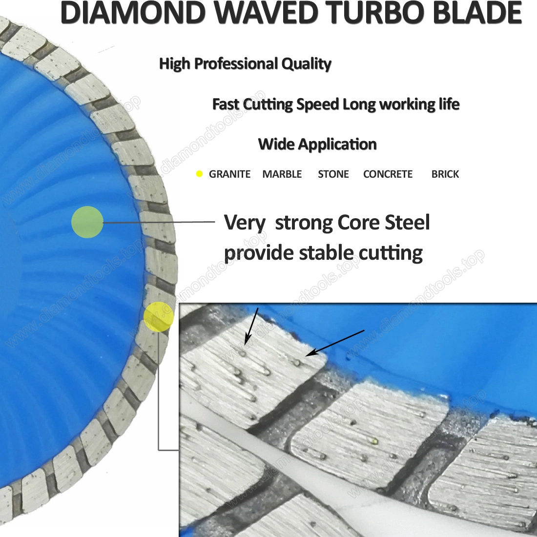 Hot pressed Diamond Waved Turbo Blade Diamond Saw Blade Cutting disc