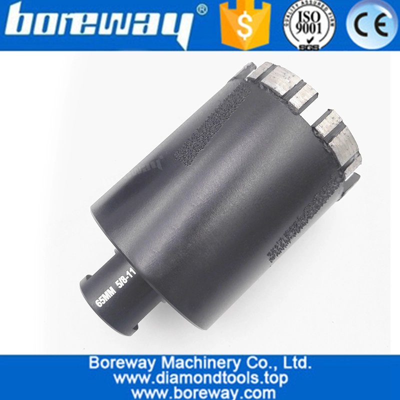 Dia.65mm Laser Welded Diamond Core Bits Dry Drilling With Side Protection 5/8-11 Thread 02
