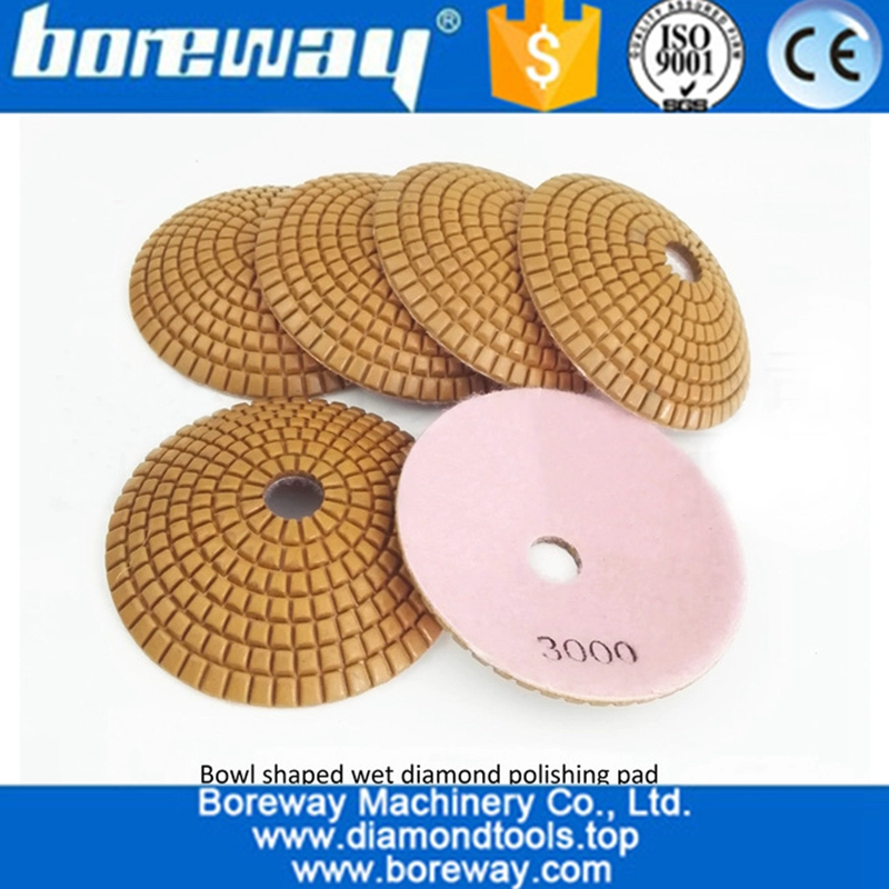 4inch 100mm Bowl shaped wet diamond polishing pads 3000# convex wet diamond sanding disc