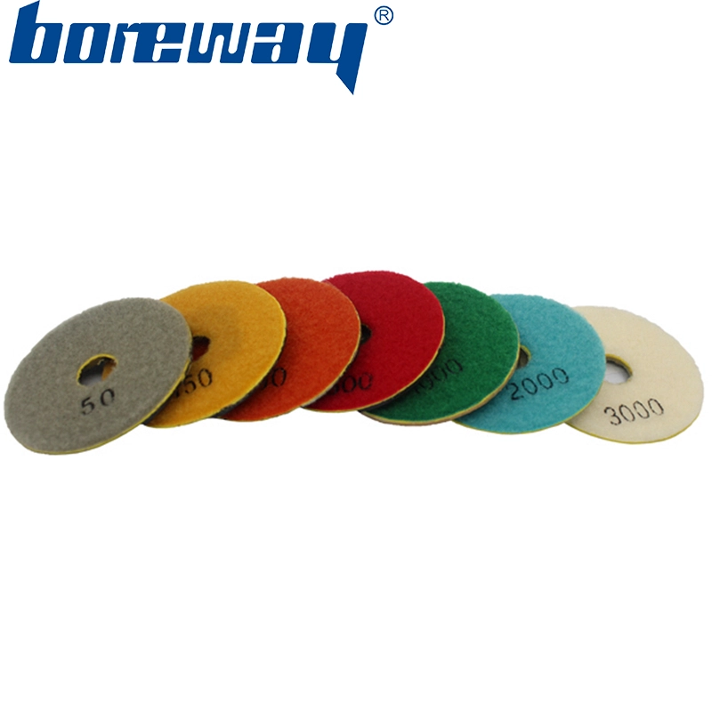 3inch 80mm 7 steps black sprial type wet use diamond polishing pads