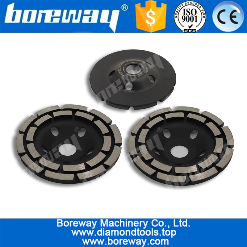 5inch diamond cup grinding wheel with double row segment for concrete natural stone