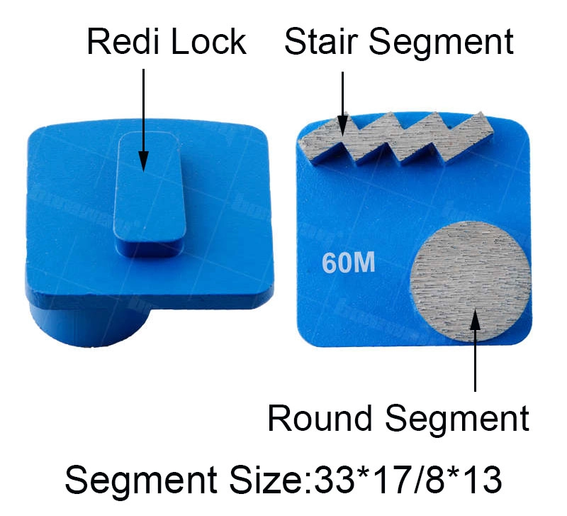 Redi Lock Two Segment Diamond Concrete Grinding Shoe For Husqvarna Machine