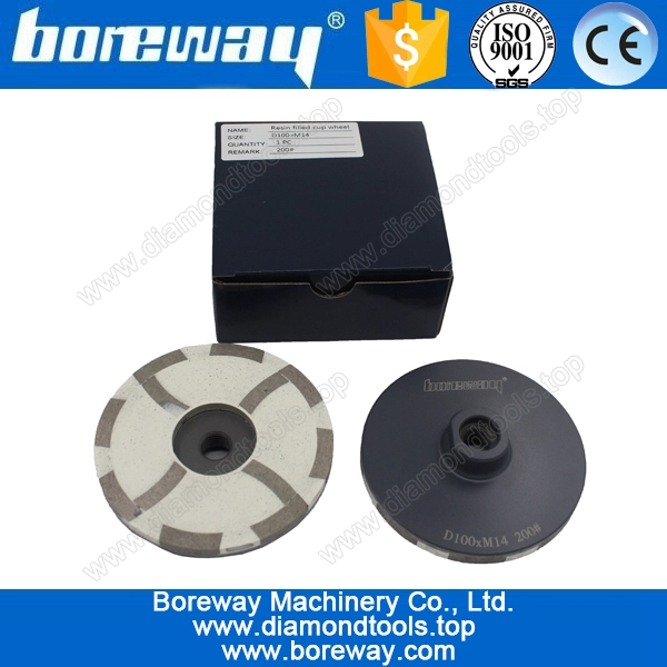 D100*M14*200# 4 segments resin filled diamond cup grinding wheels