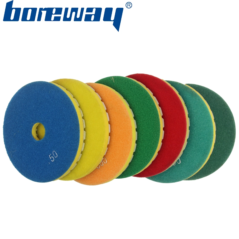 4inch 100mm 7 steps white sprial type sandwich diamond polishing pad