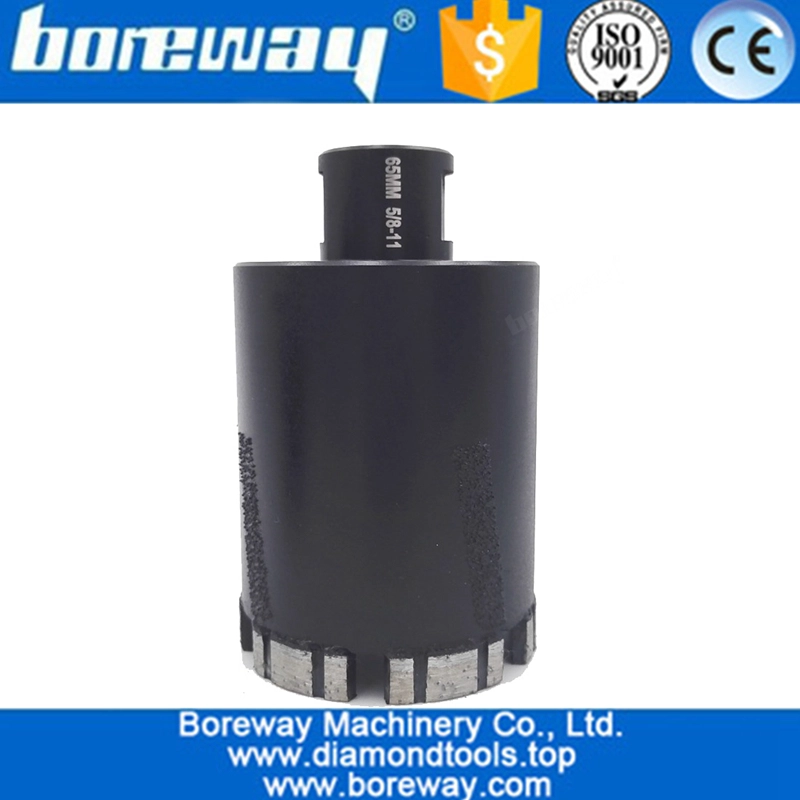 Dia.65mm Laser Welded Diamond Core Bits Dry Drilling With Side Protection 5/8-11 Thread 03