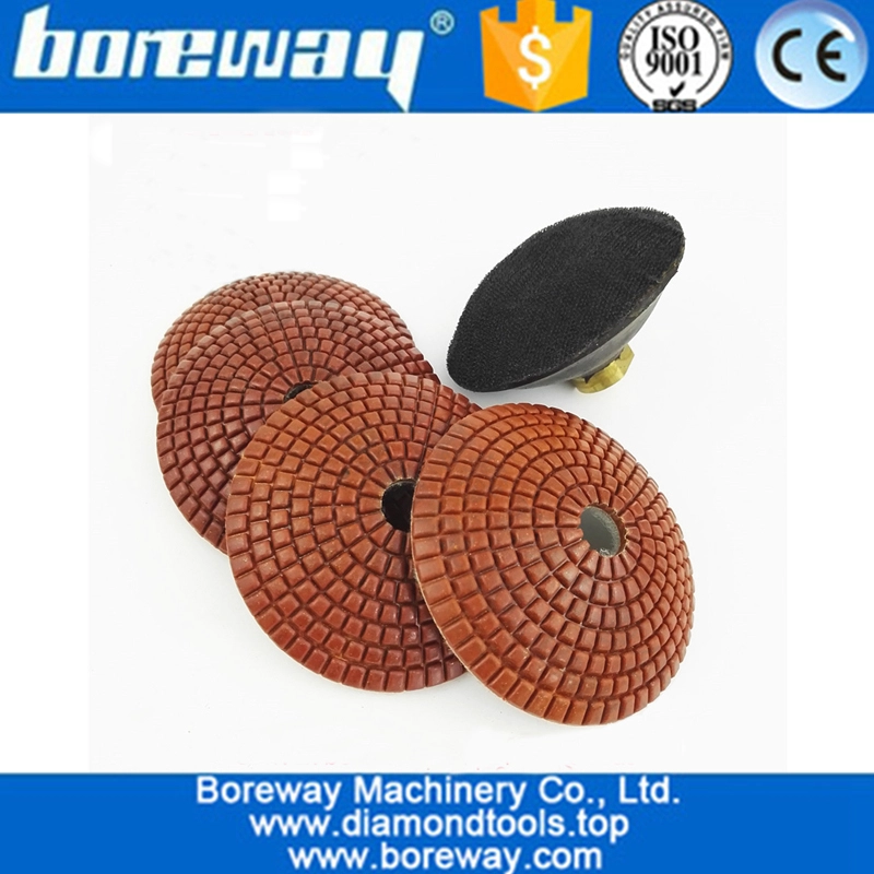 Convex Wet Diamond Polishing Pads With M14 Rubber Backer