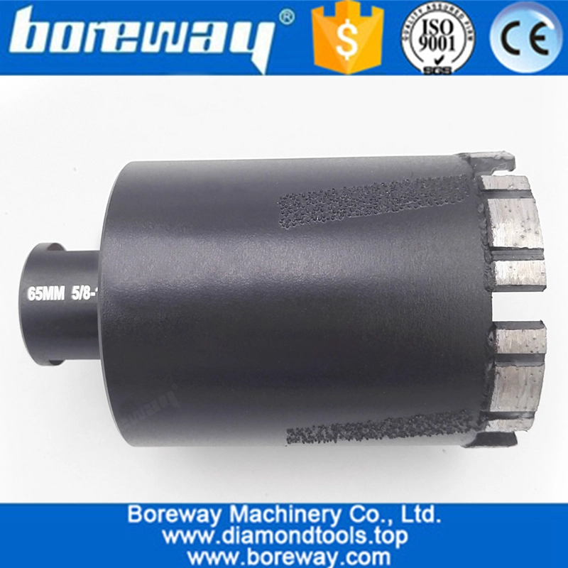 Dia.65mm Laser Welded Diamond Core Bits Dry Drilling With Side Protection 5/8-11 Thread 01