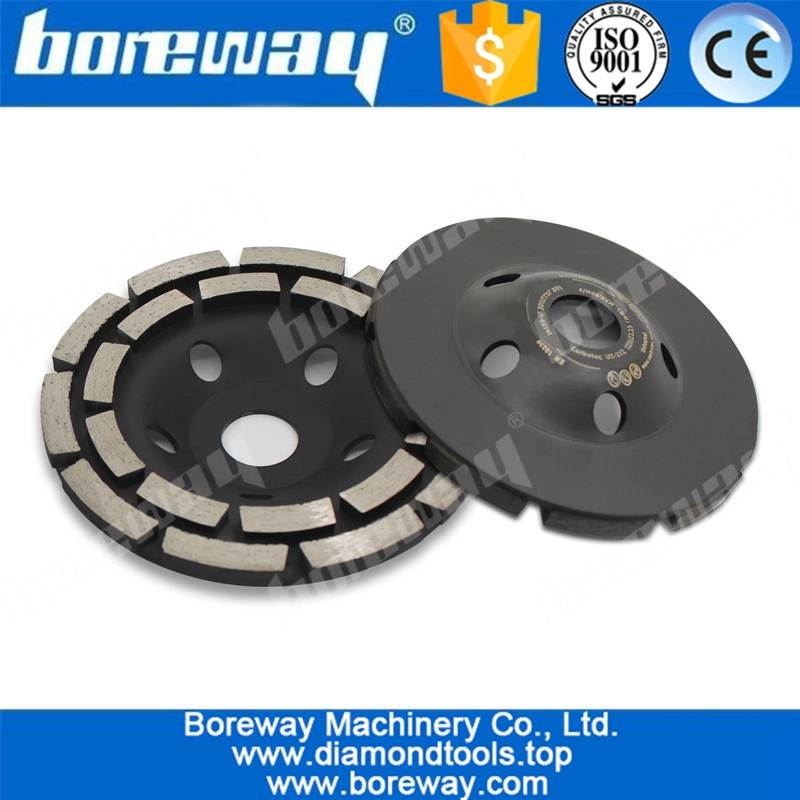 5inch diamond cup grinding wheel with double row segment for concrete natural stone
