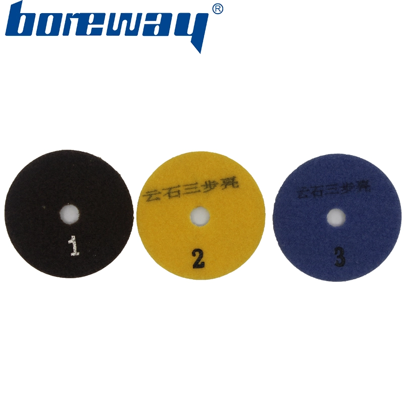 3inch 80mm 3 steps dry and wet use diamond polishing pads
