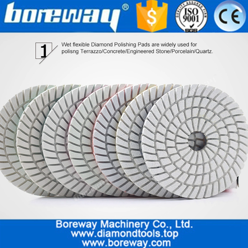 7pcs/set 4 inch wet 100mm diamond polishing pads with 3.0mm thickness granite marble wet polishing with water