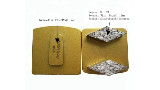 Soft Bond Double Rhombus Concrete Grinding Segments With Redi Lock