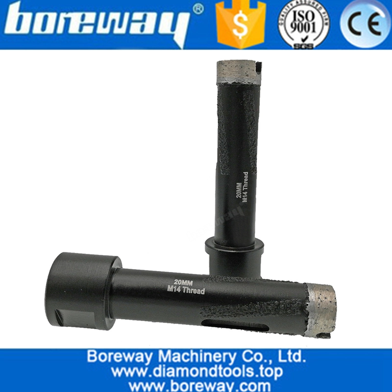 Laser Welded Diamond Core Drill Bit Diameter 20mm Dry drilling with side protection with M14 Thread