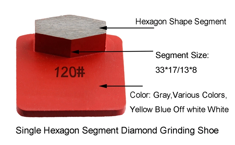 China Factory Single Hexagon Segment Diamond Grinding Pad Shoe For Concrete Floor Husqvarna
